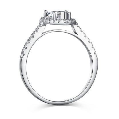 1.0ct Sterling Silver Pear Cut ‘Love’ Halo Ring