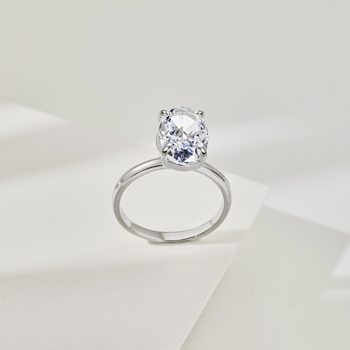3.5ct Sterling Silver Oval Cut ‘Yves’ Solitaire Ring
